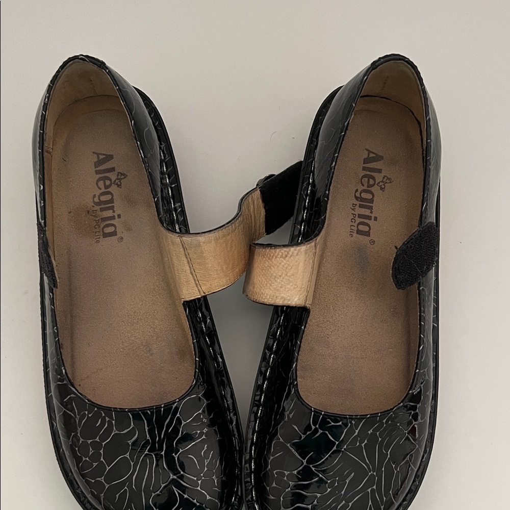Alegria Black Etched Paloma Mary Jane Shoes Size 38 - Picture 10 of 16